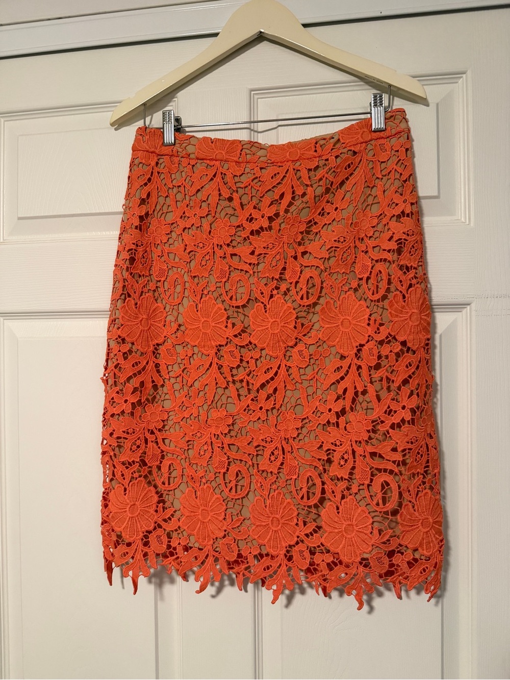 Alice + Olivia Orange Peach Ferrel Lace Pencil Skirt Floral Garden Spring